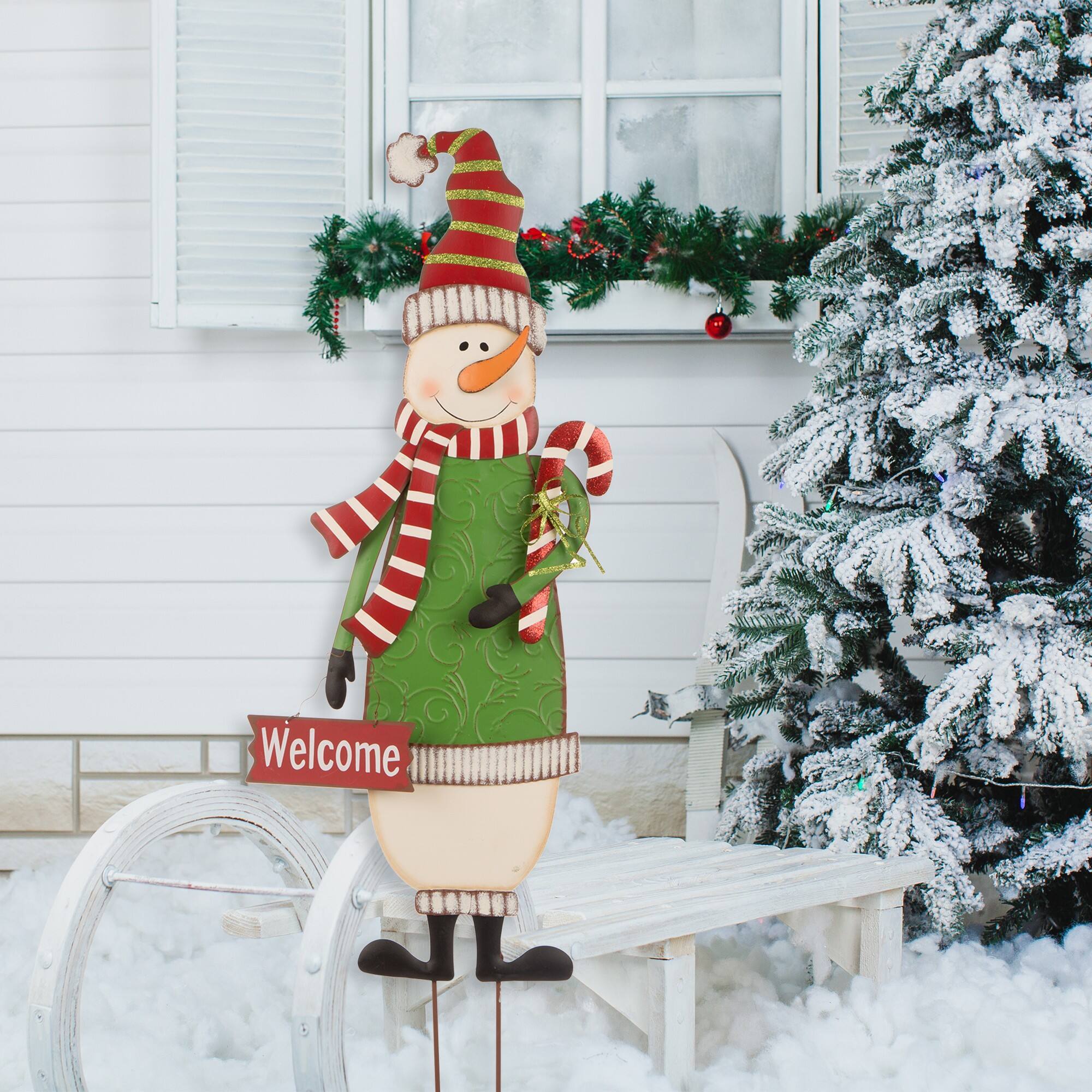 Glitzhome® 36" Snowman Metal Yard Stake